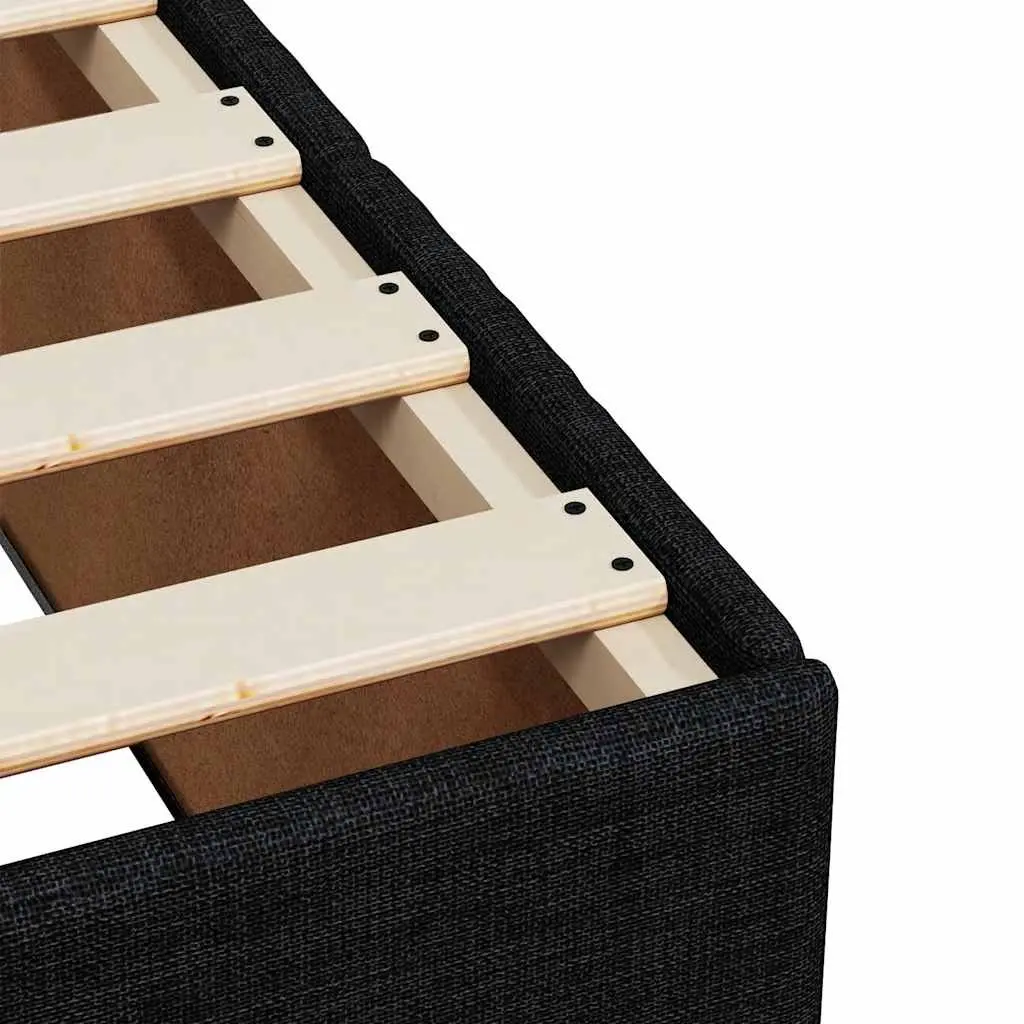 King Single Box Spring Bed with Pocket Mattress Black Fabric Frame Slats