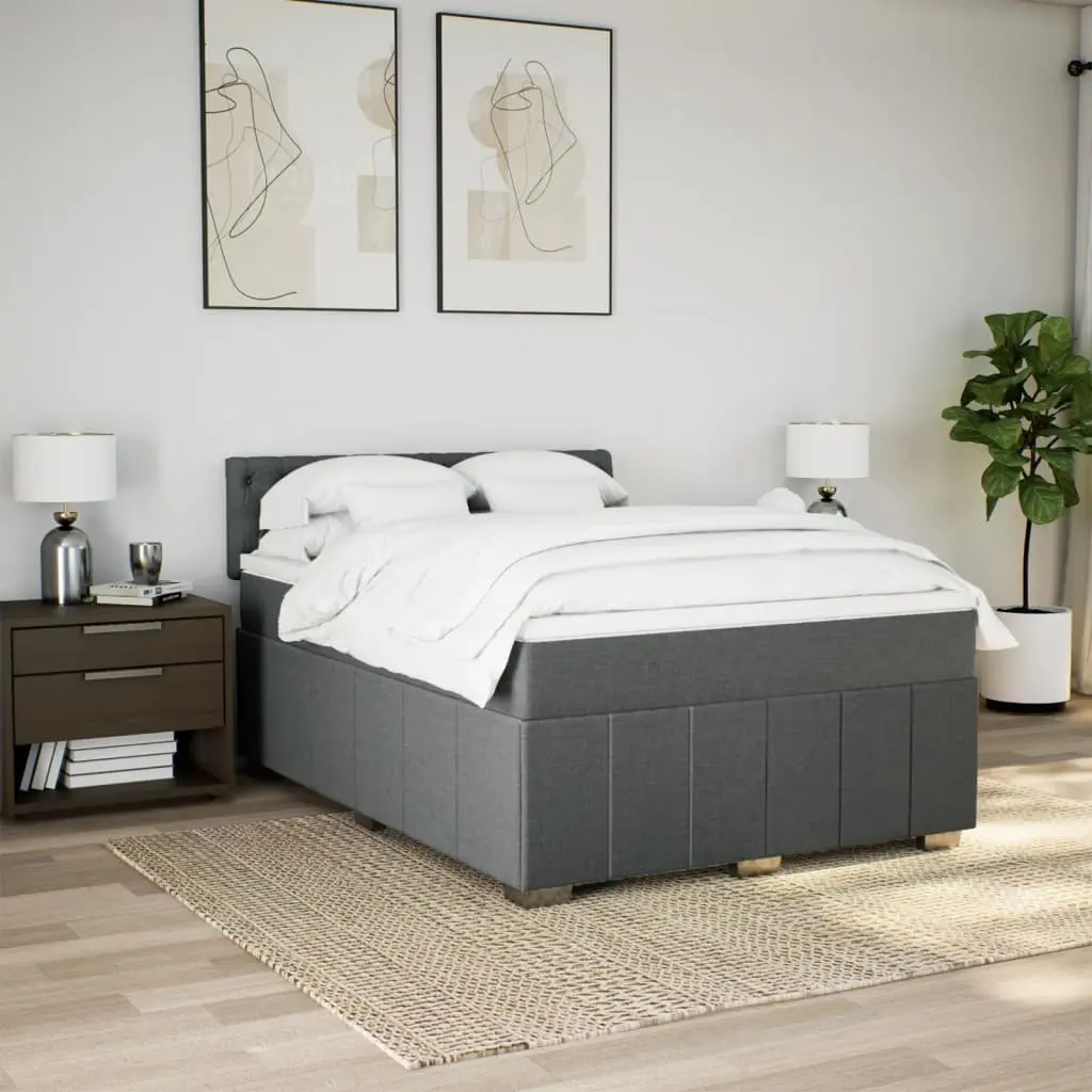 Double Bed Frame Pocket Sprung Mattress Double Size Black Fabric