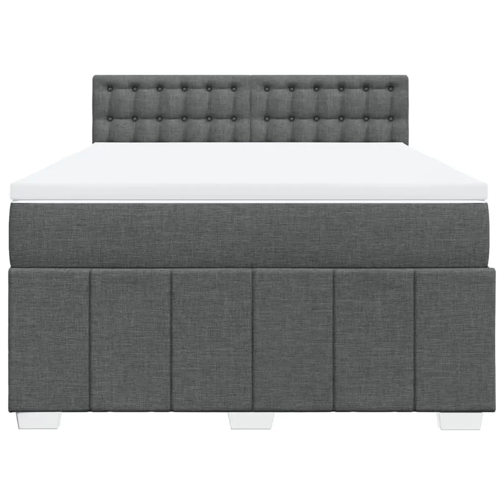 Double Bed with Slatted Frame Black Fabric Pocket Spring Mattress