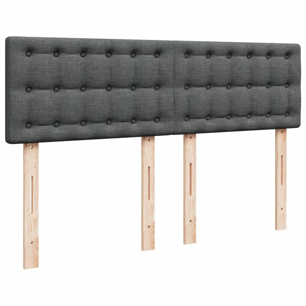 Double Bed with Slatted Frame Black Fabric Pocket Spring Mattress
