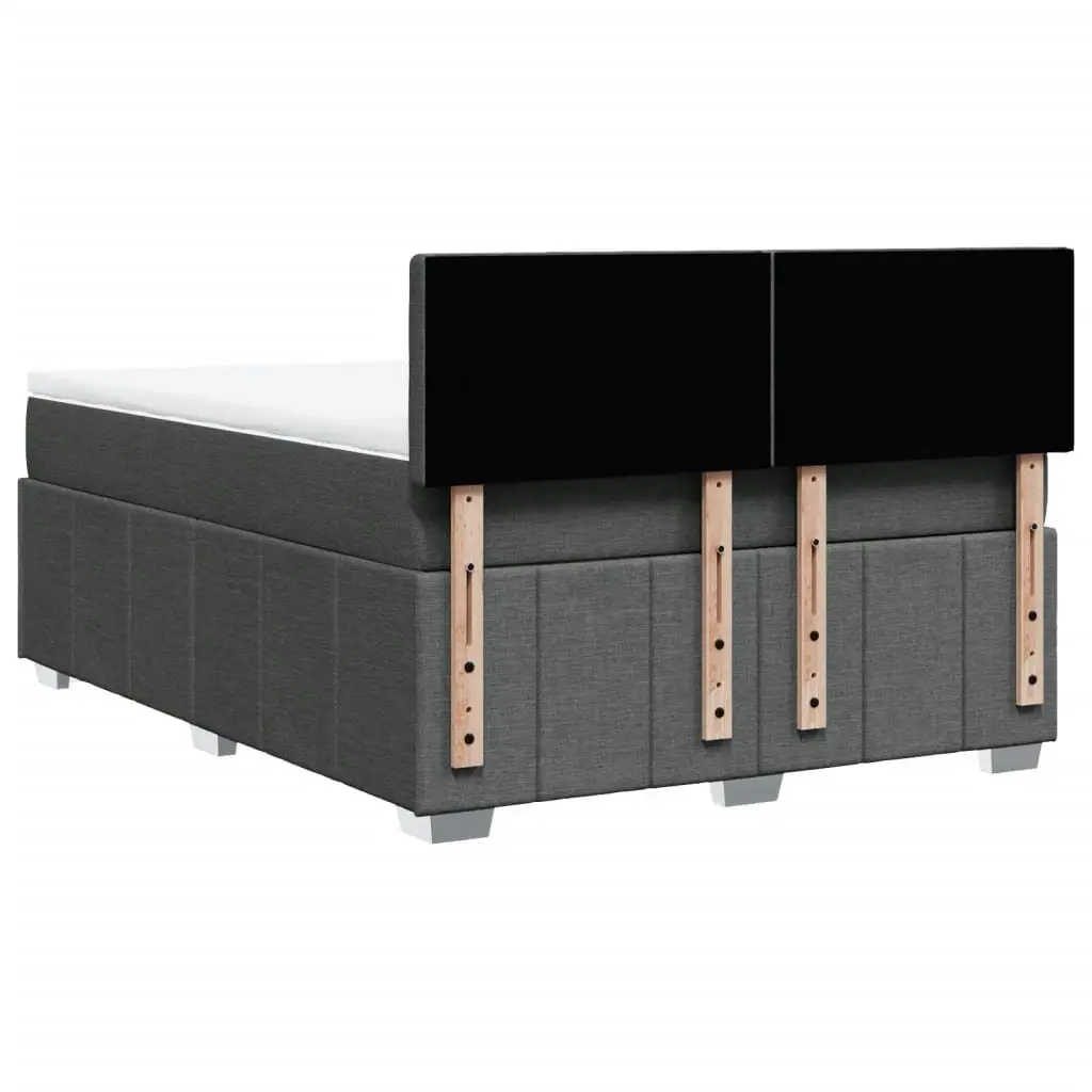 Double Bed with Slatted Frame Black Fabric Pocket Spring Mattress