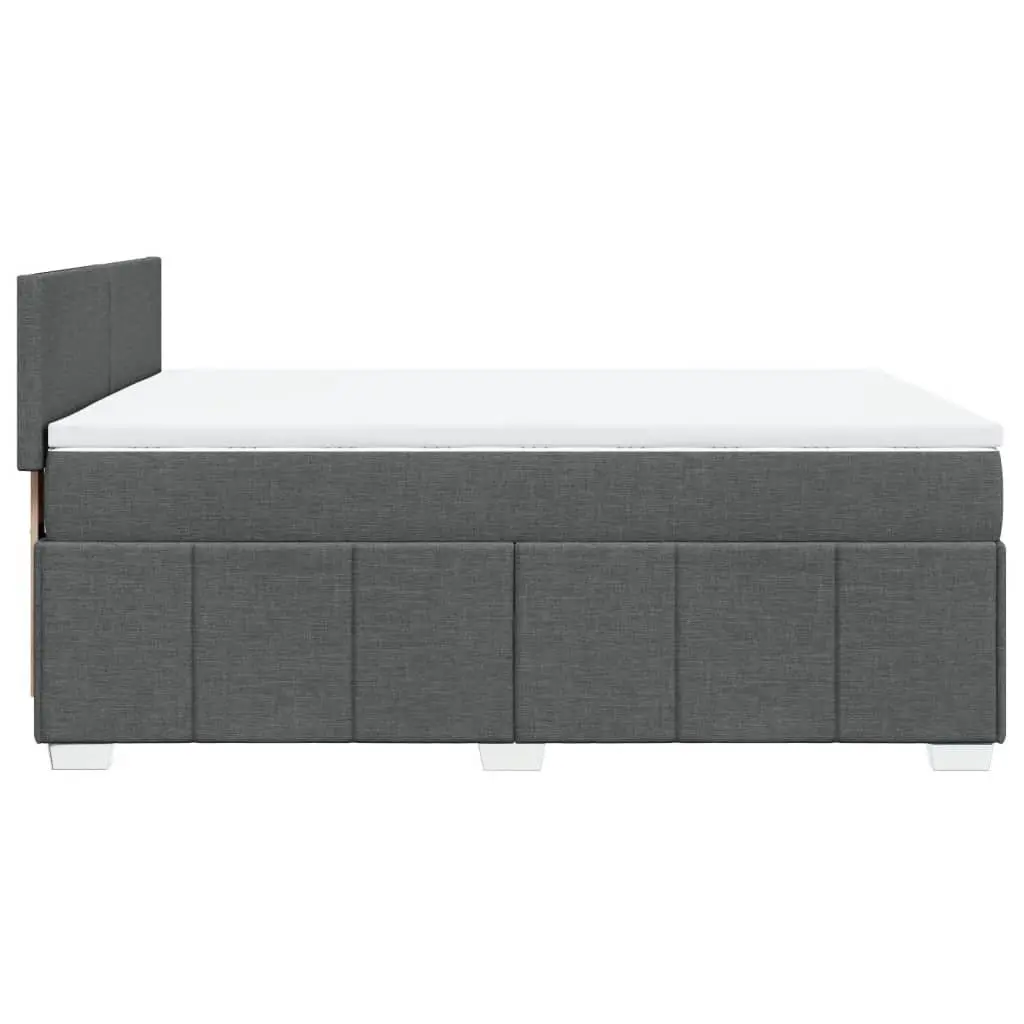 Queen Bed Frame Grey Upholstered Fabric with Pocket Sprung Mattress and Mattress Topper