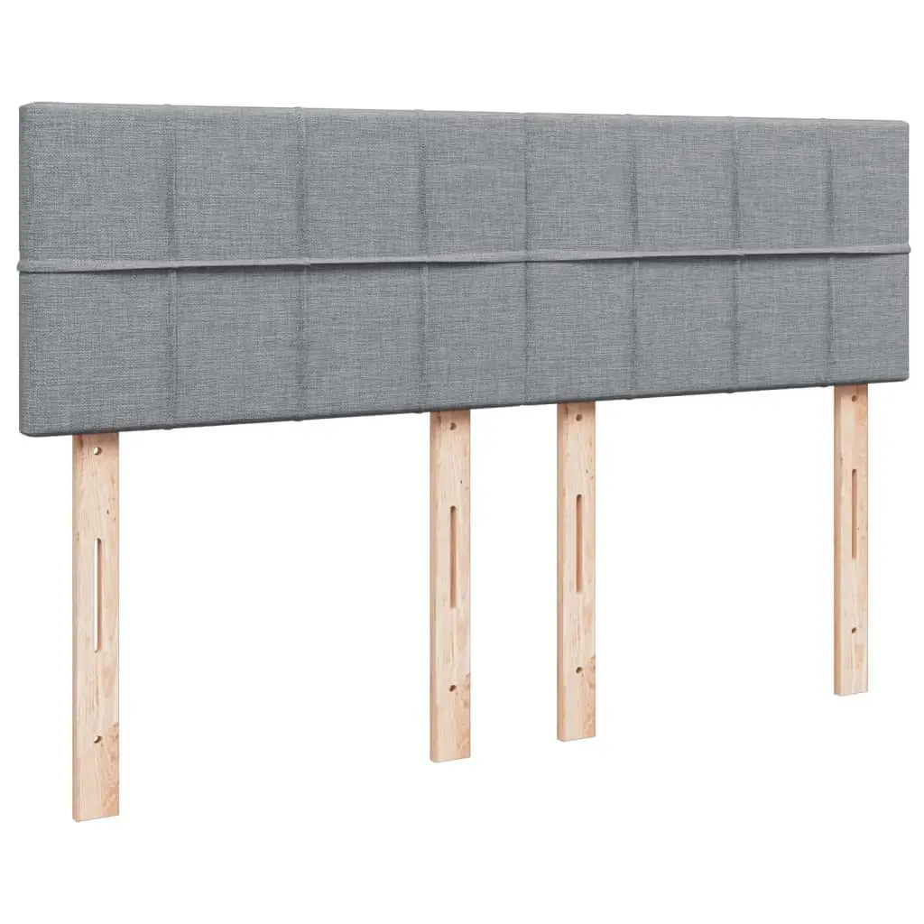 Queen Box Spring Bed Pocket Spring Mattress Slatted Base Grey Fabric