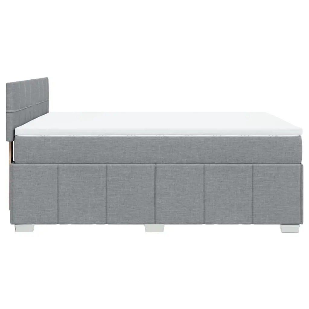Queen Box Spring Bed Pocket Spring Mattress Slatted Base Grey Fabric