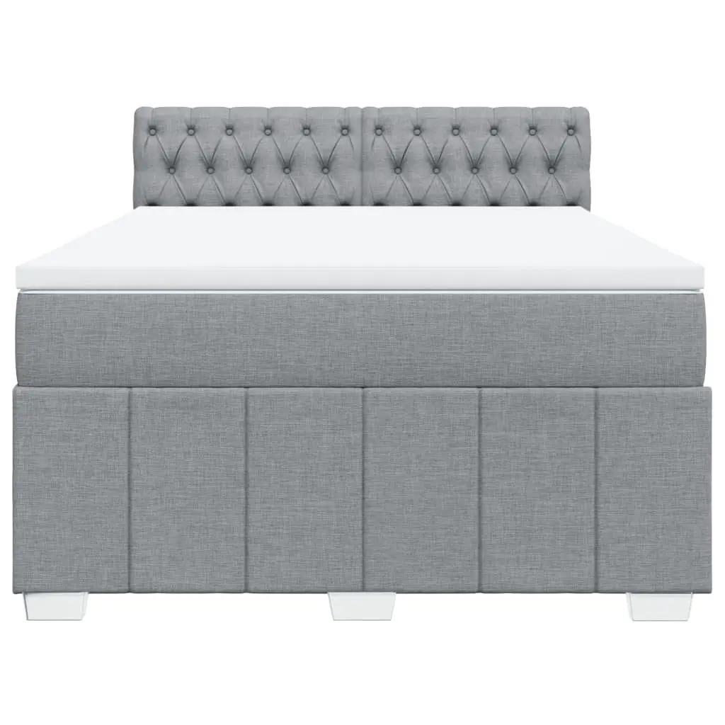 Queen Box Spring Bed Pocket Spring Mattress Slatted Base Dark Grey Polyester