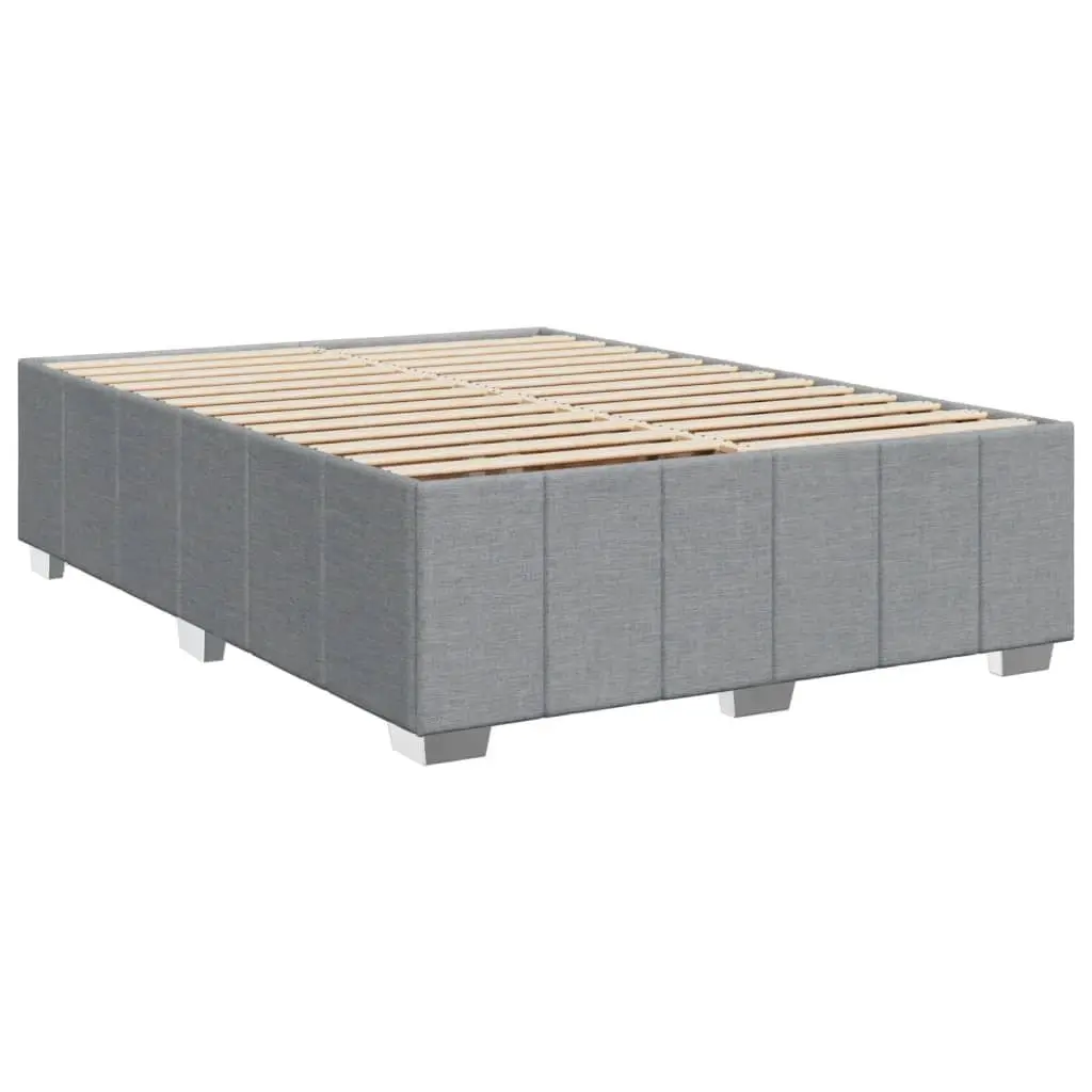 Queen Box Spring Bed Pocket Spring Mattress Slatted Base Dark Grey Polyester
