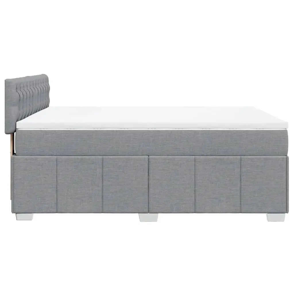 Queen Box Spring Bed Pocket Spring Mattress Slatted Base Dark Grey Polyester