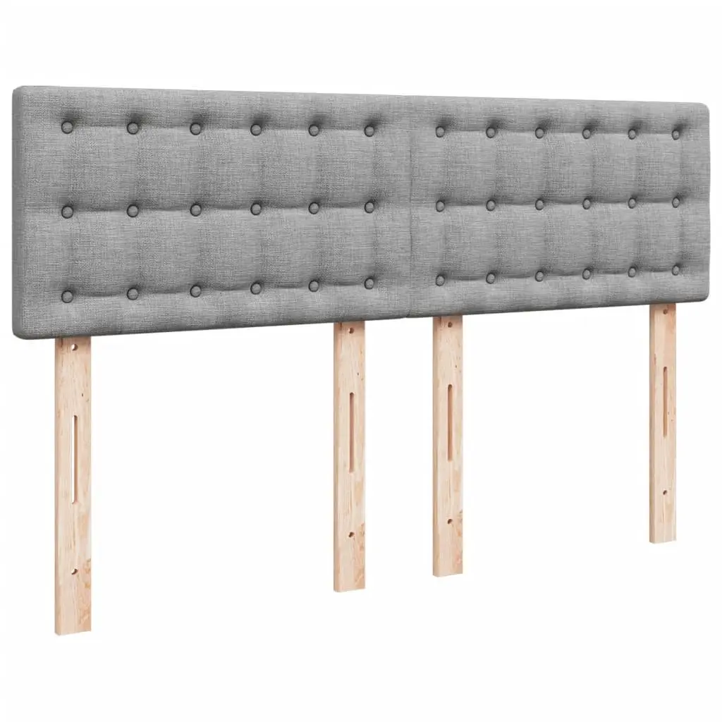 Queen Bed Frame Grey Fabric Pocket Spring Mattress Slatted Base Upholstered Furniture