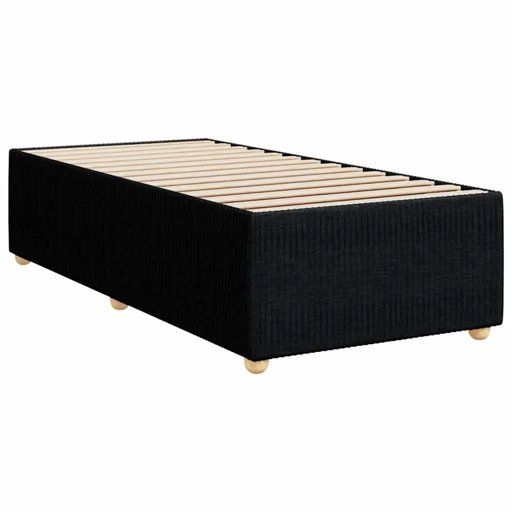 King Single Box Spring Bed with Pocket Mattress Black Fabric Frame