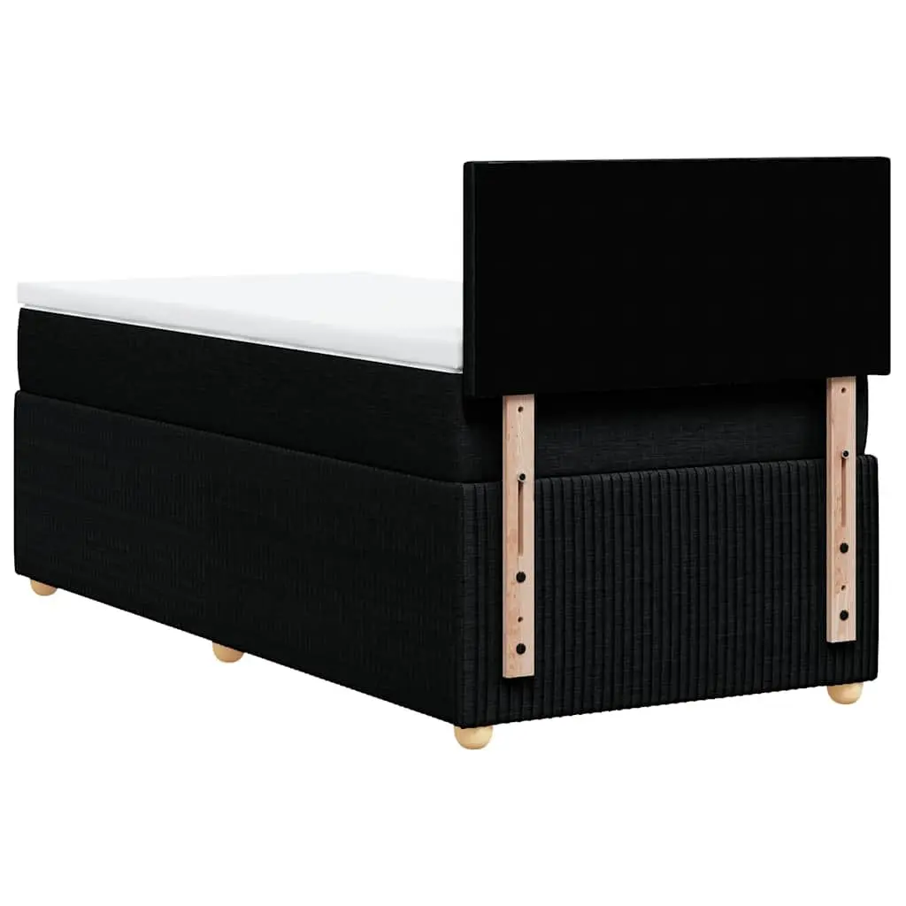 King Single Box Spring Bed with Pocket Mattress Black Fabric Frame