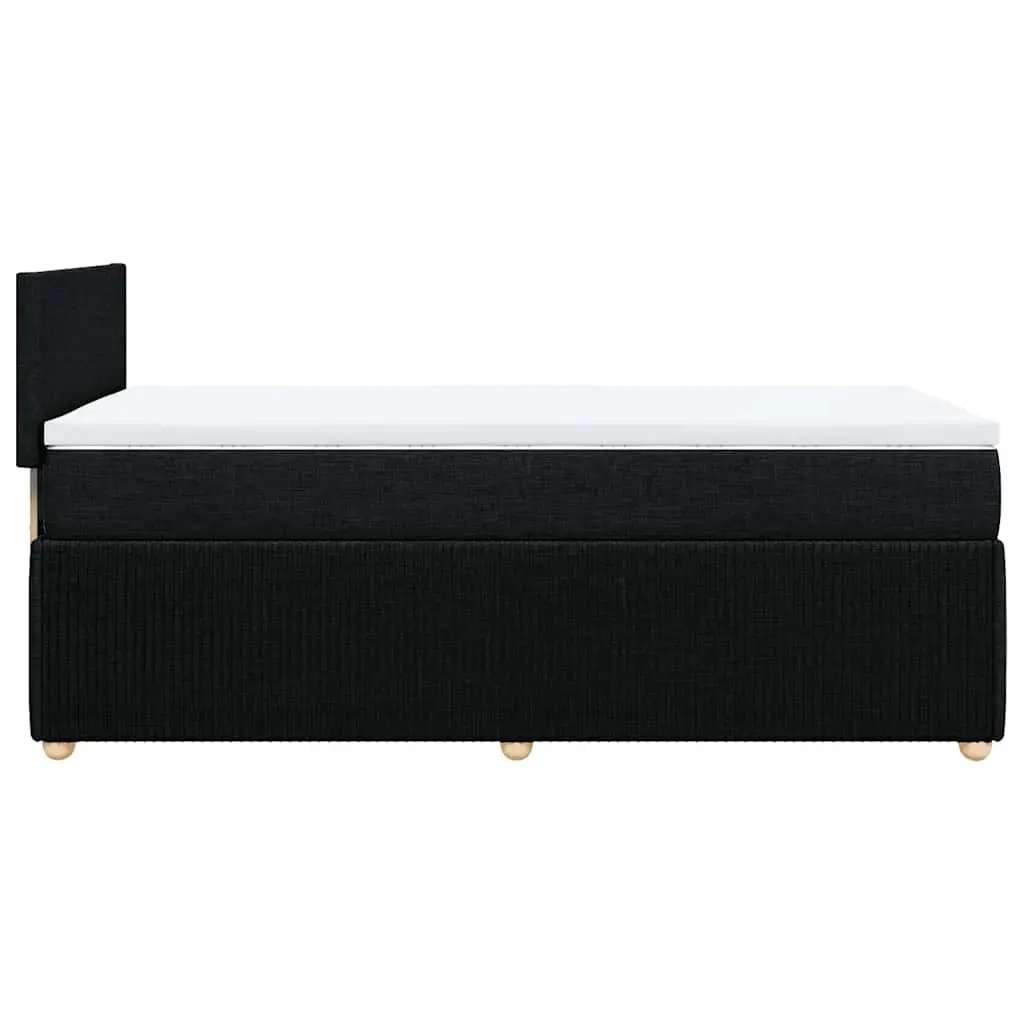 King Single Box Spring Bed with Pocket Mattress Black Fabric Frame