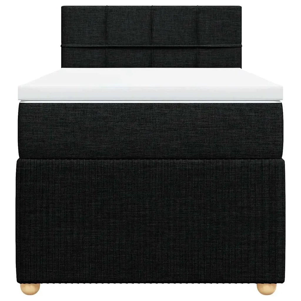 King Single Box Spring Bed with Pocket Mattress Black Fabric Bedroom Furniture