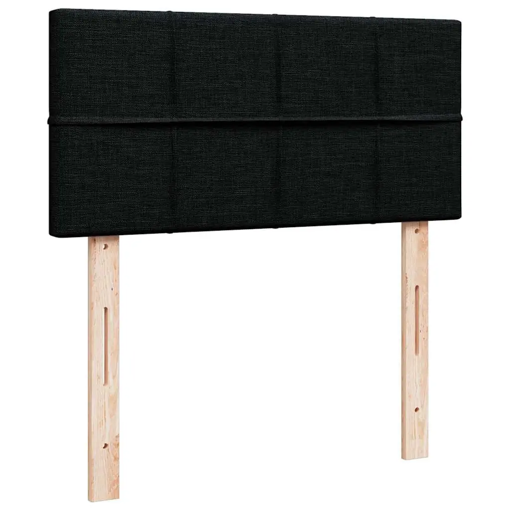 King Single Box Spring Bed with Pocket Mattress Black Fabric Bedroom Furniture