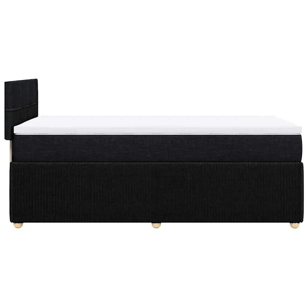 King Single Box Spring Bed with Pocket Mattress Black Fabric Bedroom Furniture