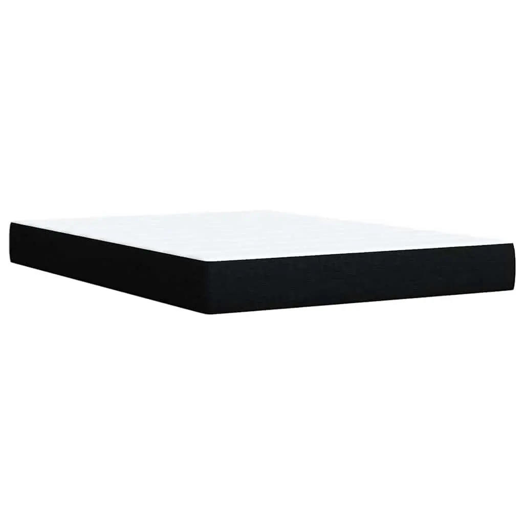 Double Box Spring Bed with Pocket Spring Mattress Black Fabric Frame
