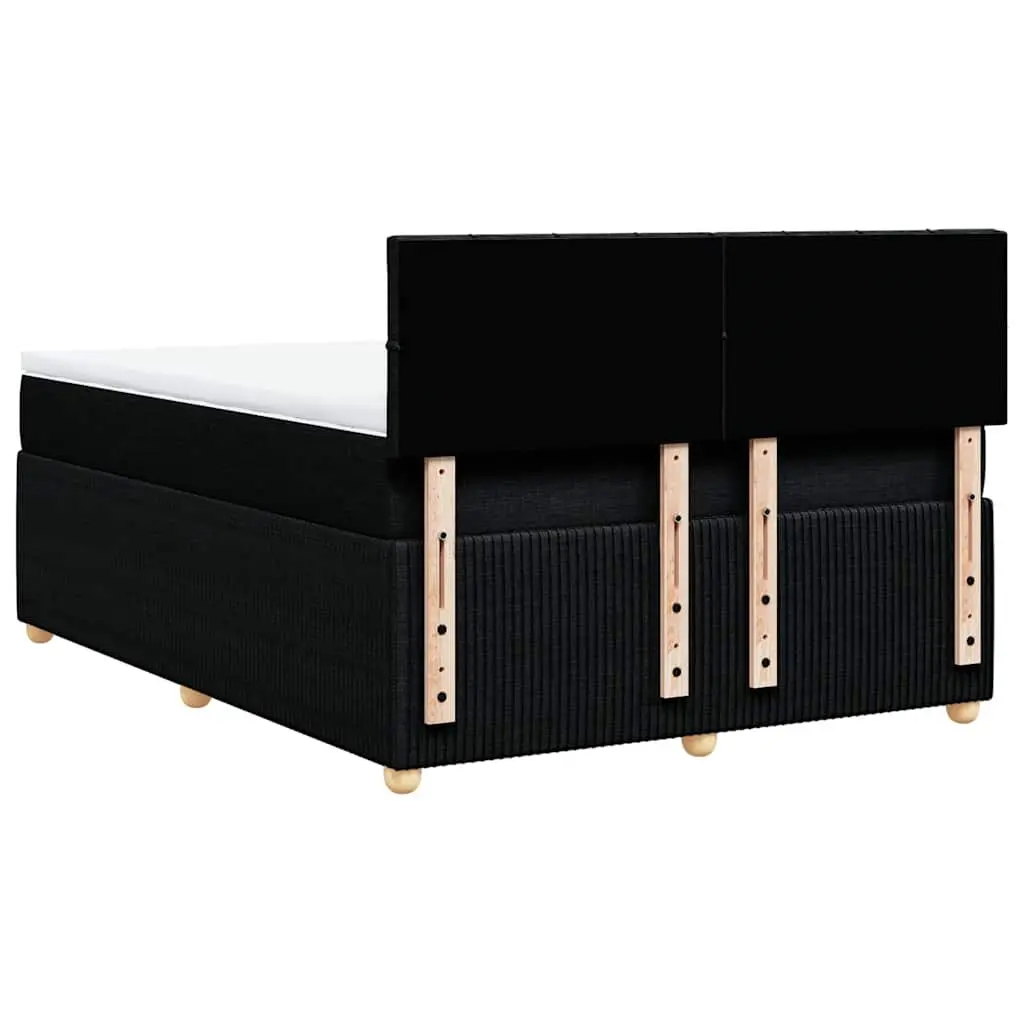 Double Box Spring Bed with Pocket Spring Mattress Black Fabric Frame