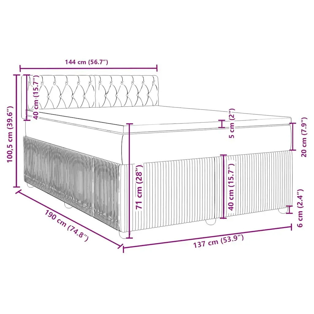 Double Bed Frame with Pocket Spring Mattress Polyester Fabric Slatted Base Black