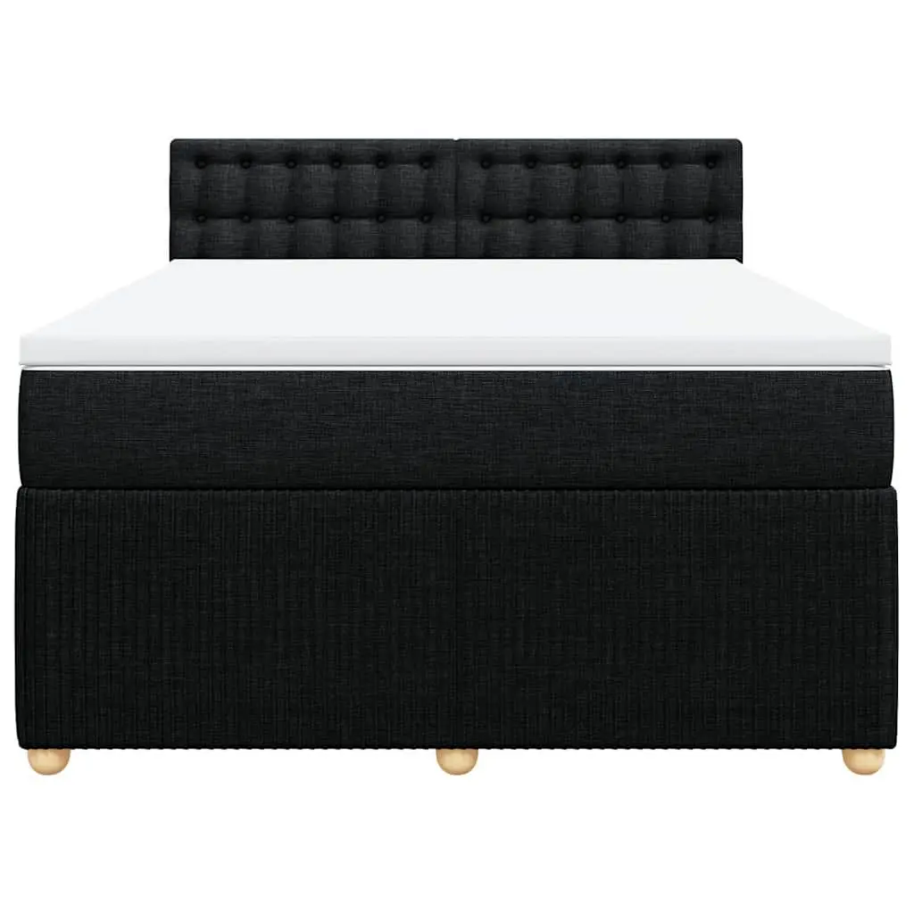 Double Bed Frame with Pocket Spring Mattress Slats Black Fabric