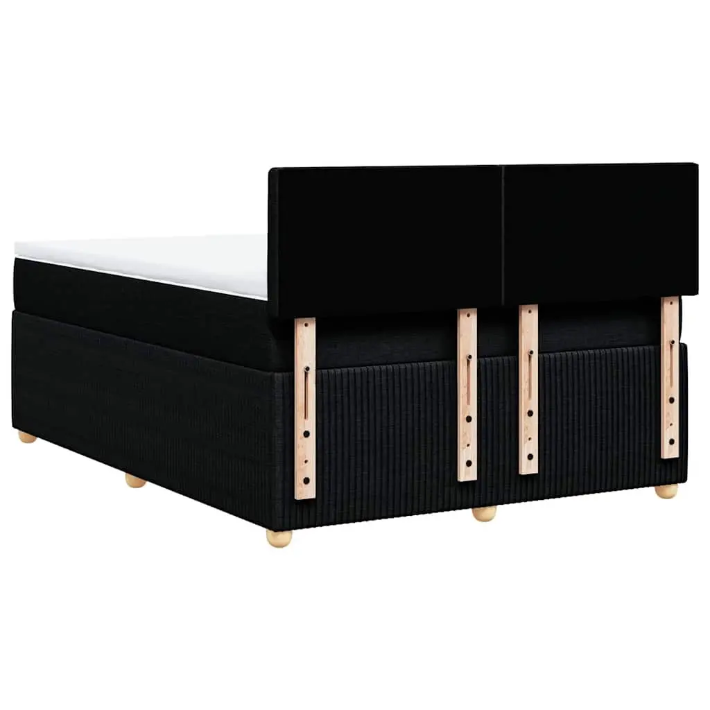 Double Bed Frame with Pocket Spring Mattress Slats Black Fabric