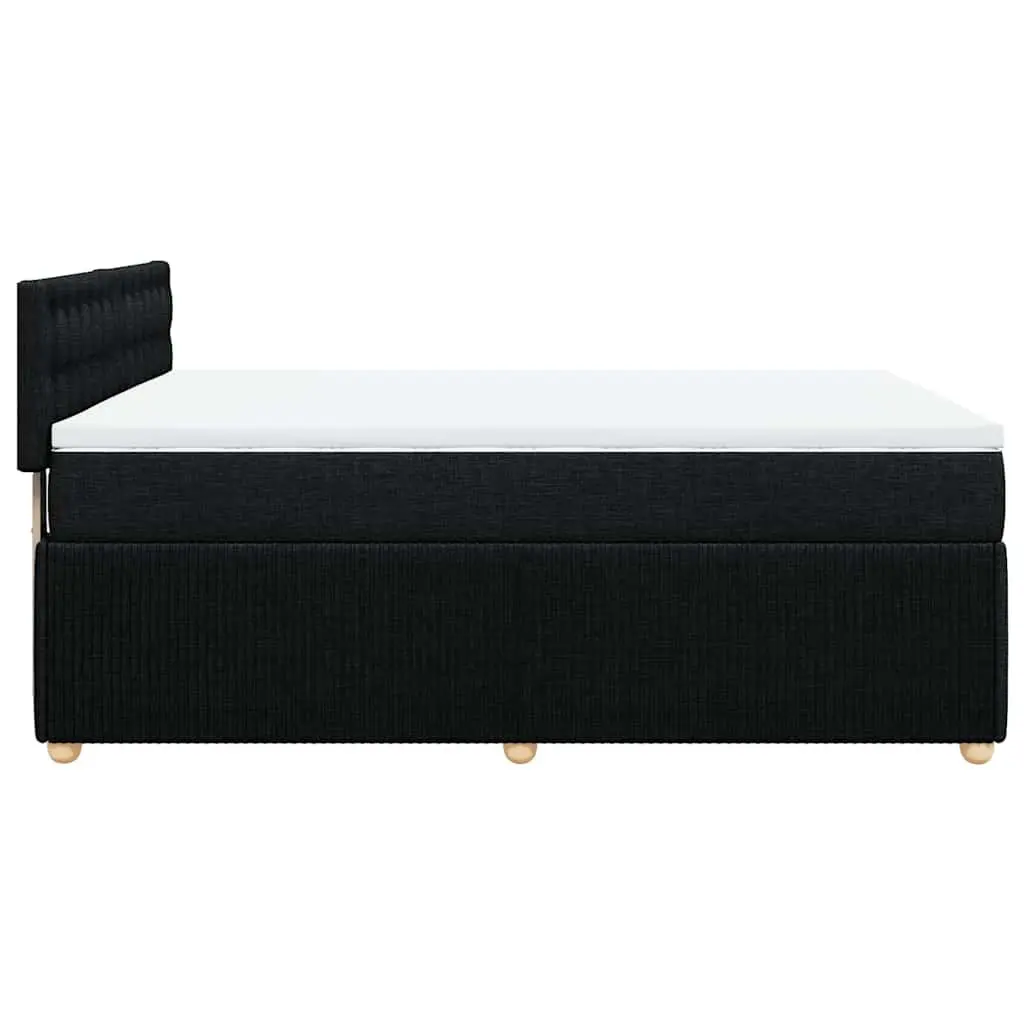 Double Bed Frame with Pocket Spring Mattress Slats Black Fabric