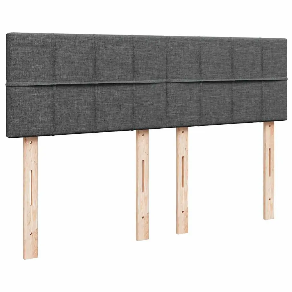 Queen Box Spring Bed with Pocket Mattress Grey Fabric Upholstered Frame Slats