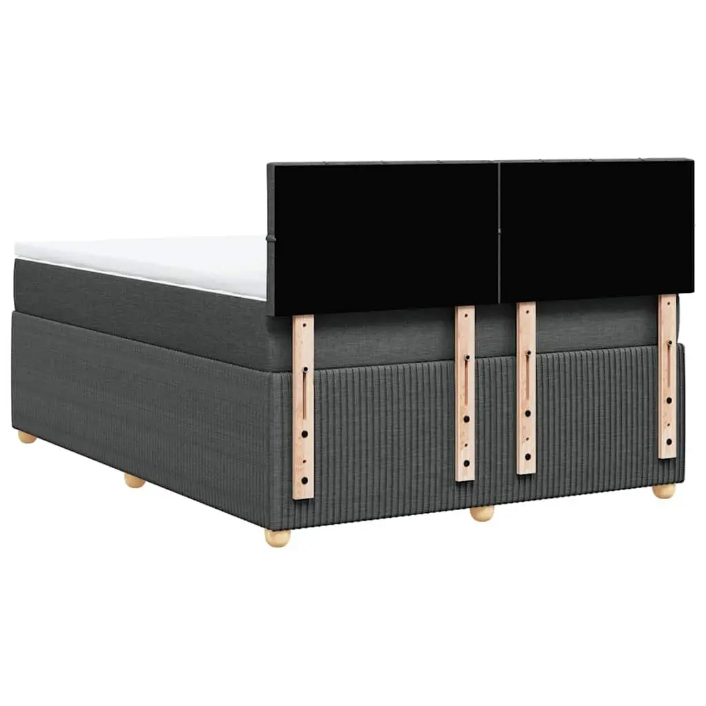 Queen Box Spring Bed with Pocket Mattress Grey Fabric Upholstered Frame Slats