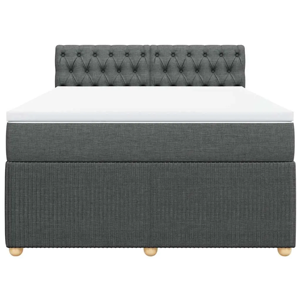 Queen Box Spring Bed Fabric Upholstery Pocket Spring Mattress Grey