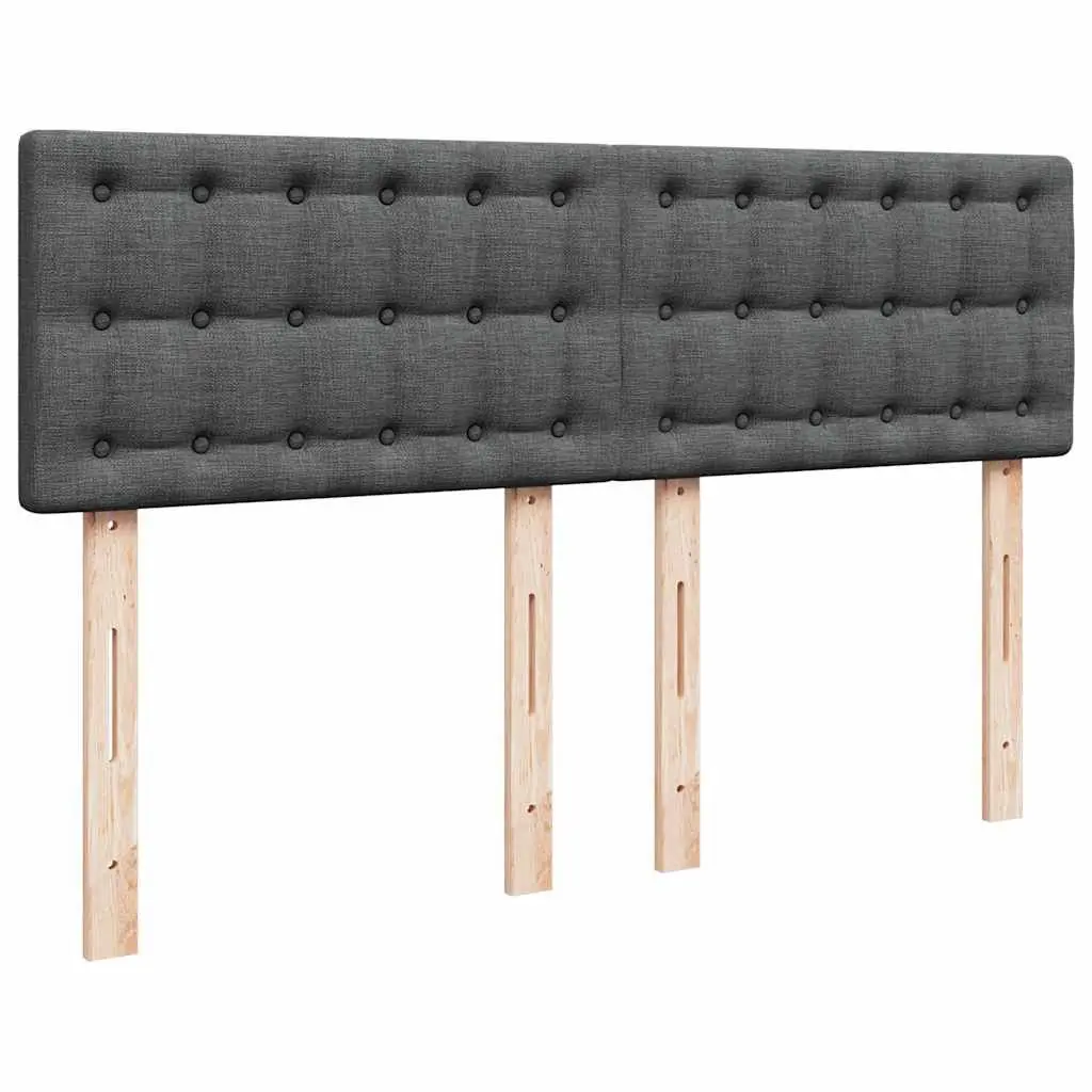 Queen Box Spring Bed Pocket Spring Mattress Slatted Base Dark Grey Fabric
