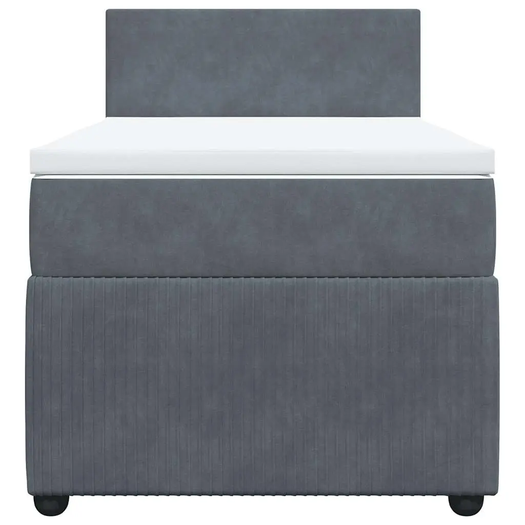 Box Spring Bed King Single Velvet Frame Grey with Pocket Spring Mattress