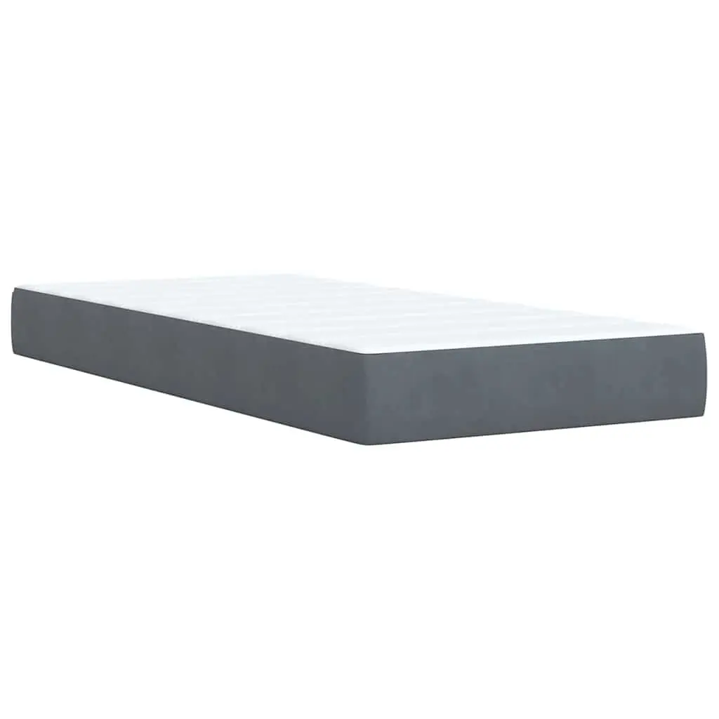 Box Spring Bed King Single Velvet Frame Grey with Pocket Spring Mattress