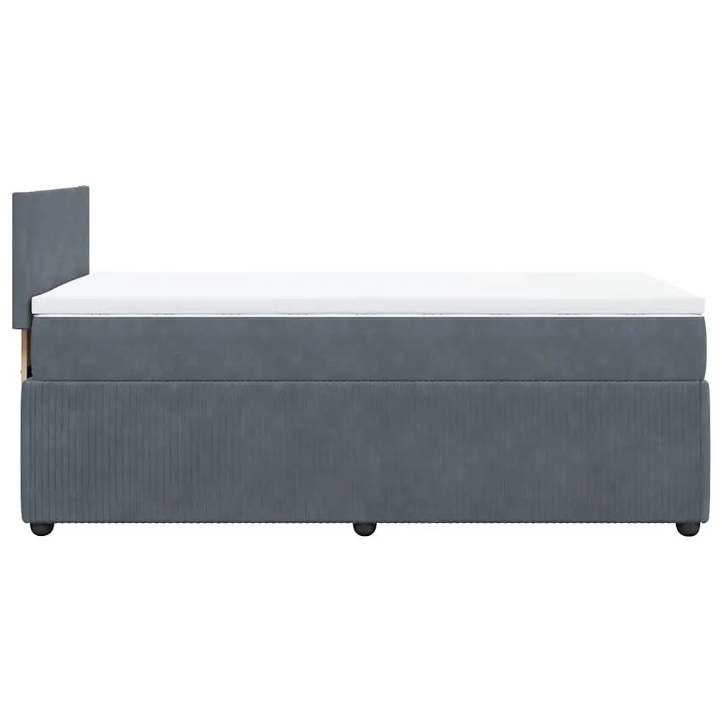 Box Spring Bed King Single Velvet Frame Grey with Pocket Spring Mattress