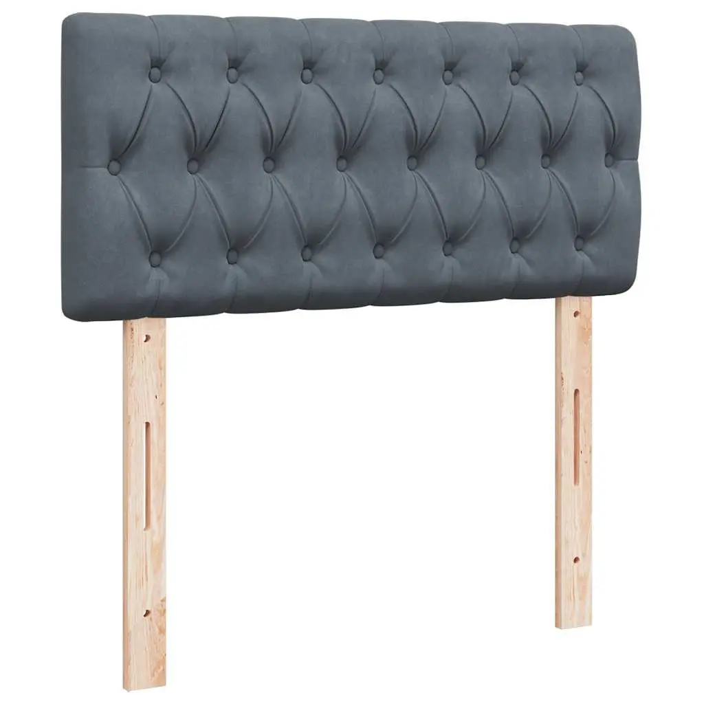 King Single Box Spring Bed Velvet Dark Grey with Pocket Mattress