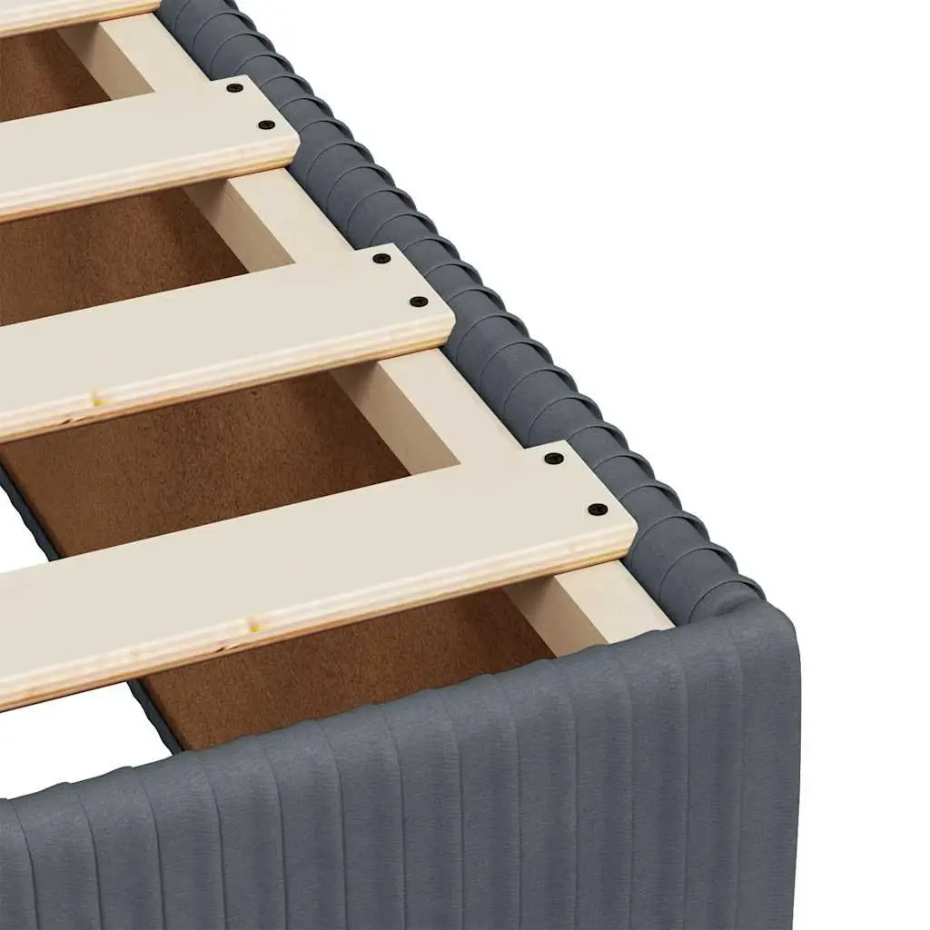 King Single Box Spring Bed with Pocket Mattress Grey Velvet Bedroom Furniture