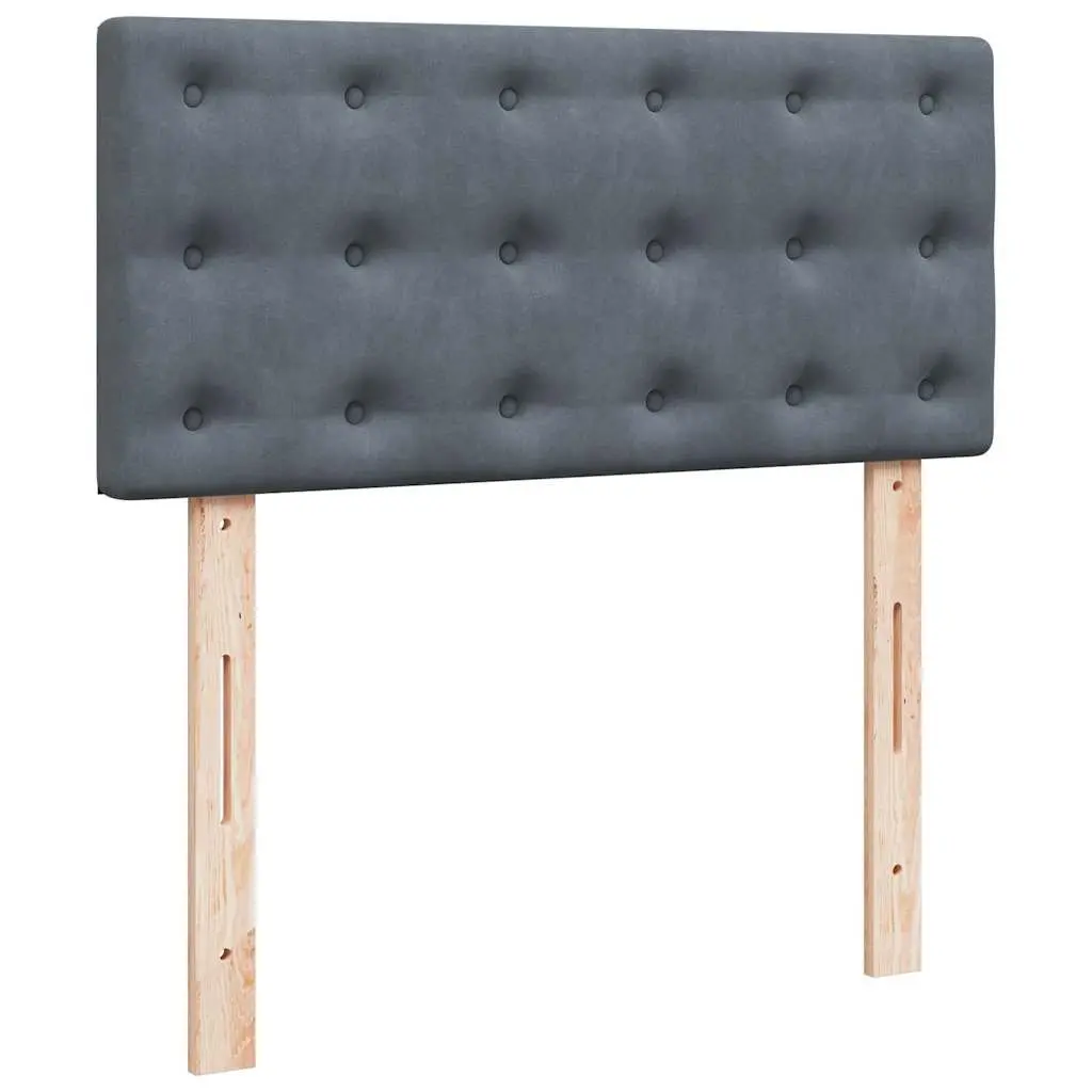 King Single Box Spring Bed with Pocket Mattress Grey Velvet Bedroom Furniture