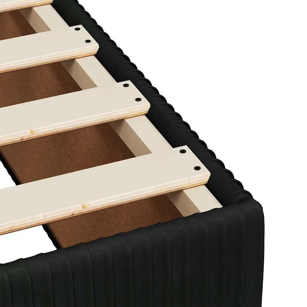 Double Velvet Bed Frame with Pocket Spring Mattress Black Slatted Base Bedroom Furniture