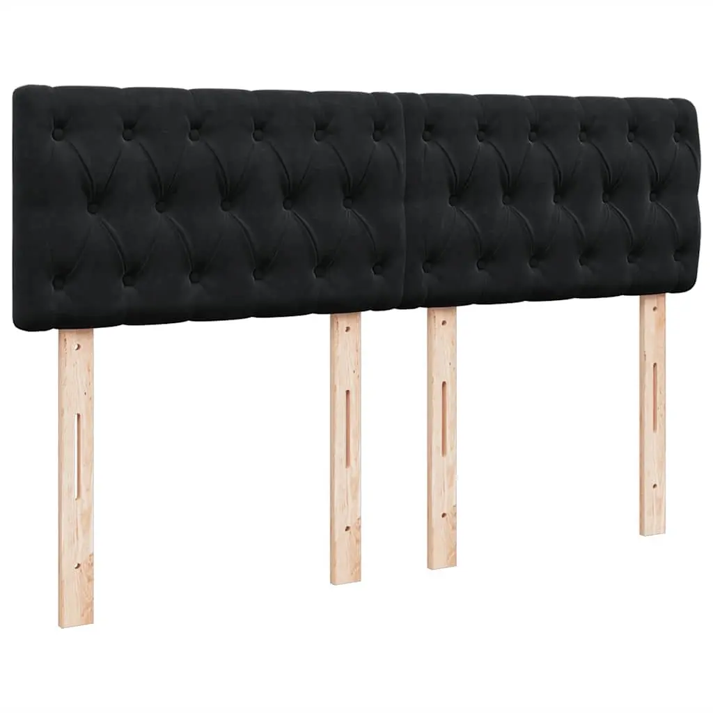Double Velvet Bed Frame with Pocket Spring Mattress Black Slatted Base Bedroom Furniture