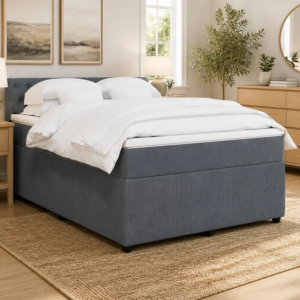 Queen Box Spring Bed with Velvet Upholstery for Any Bedroom