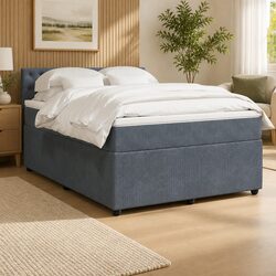 Grey Velvet Queen Box Spring Bed Perfect for Any Bedroom