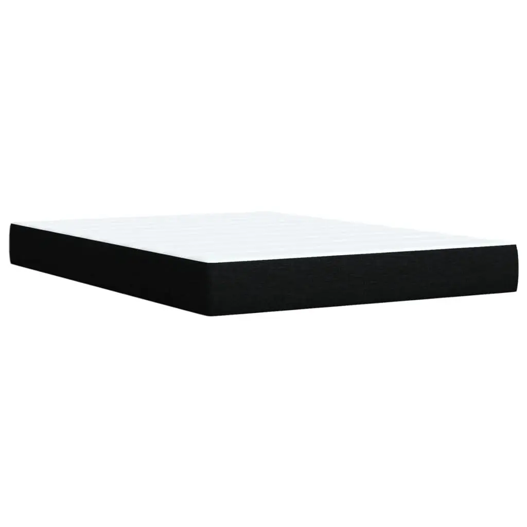 Double Box Spring Bed with Mattress Black Fabric Bed Frame LED Lights Bedroom