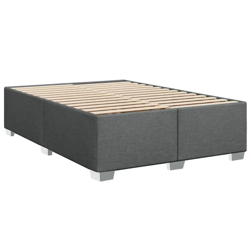 Queen Box Spring Bed Pocket Spring Mattress Grey Fabric with LED Lights