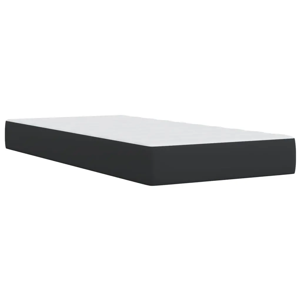 King Single Box Spring Bed with Pocket Spring Mattress LED Lights Black Faux
