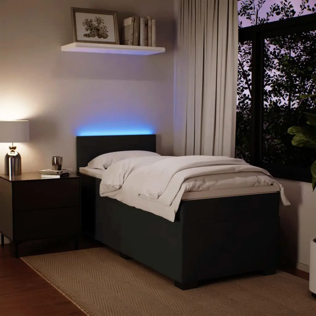 Pocket Mattress Box Spring Bed Black Velvet King Single with LED Light System