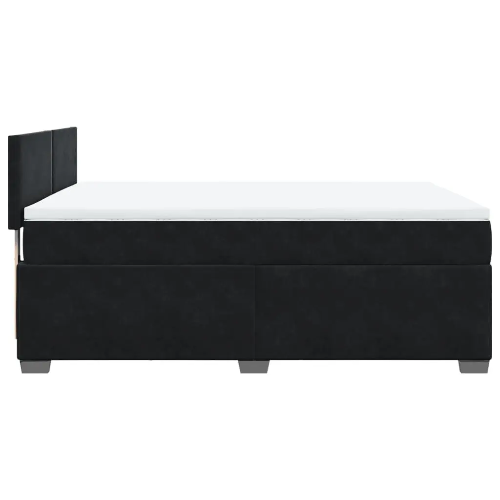 Double Box Spring Bed with Pocket Spring Mattress LED Lights Black Velvet
