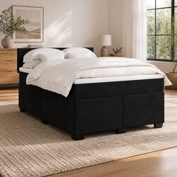 Practical Queen Box Spring Bed with Pocket Spring Mattress and LED Lights