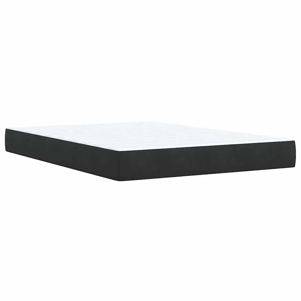 Queen Bed Frame Velvet with Pocket Sprung Mattress Adjustable LED Lights in Black