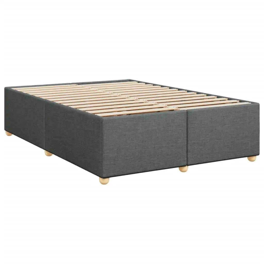 Queen Box Spring Bed Pocket Spring Mattress Grey Fabric with LED Lights