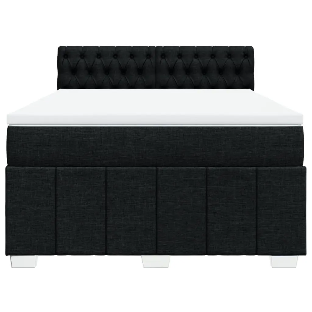 Box Spring Bed Pocket Spring Mattress Black Fabric with LED Lights