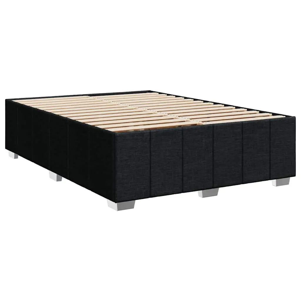 Box Spring Bed Pocket Spring Mattress Black Fabric with LED Lights