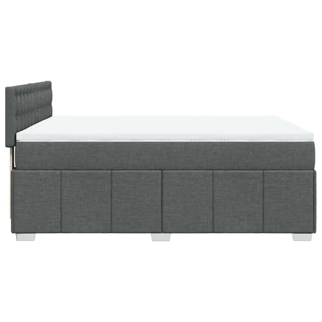 Queen Box Spring Bed with Pocket Spring Mattress LED Lights Grey Fabric