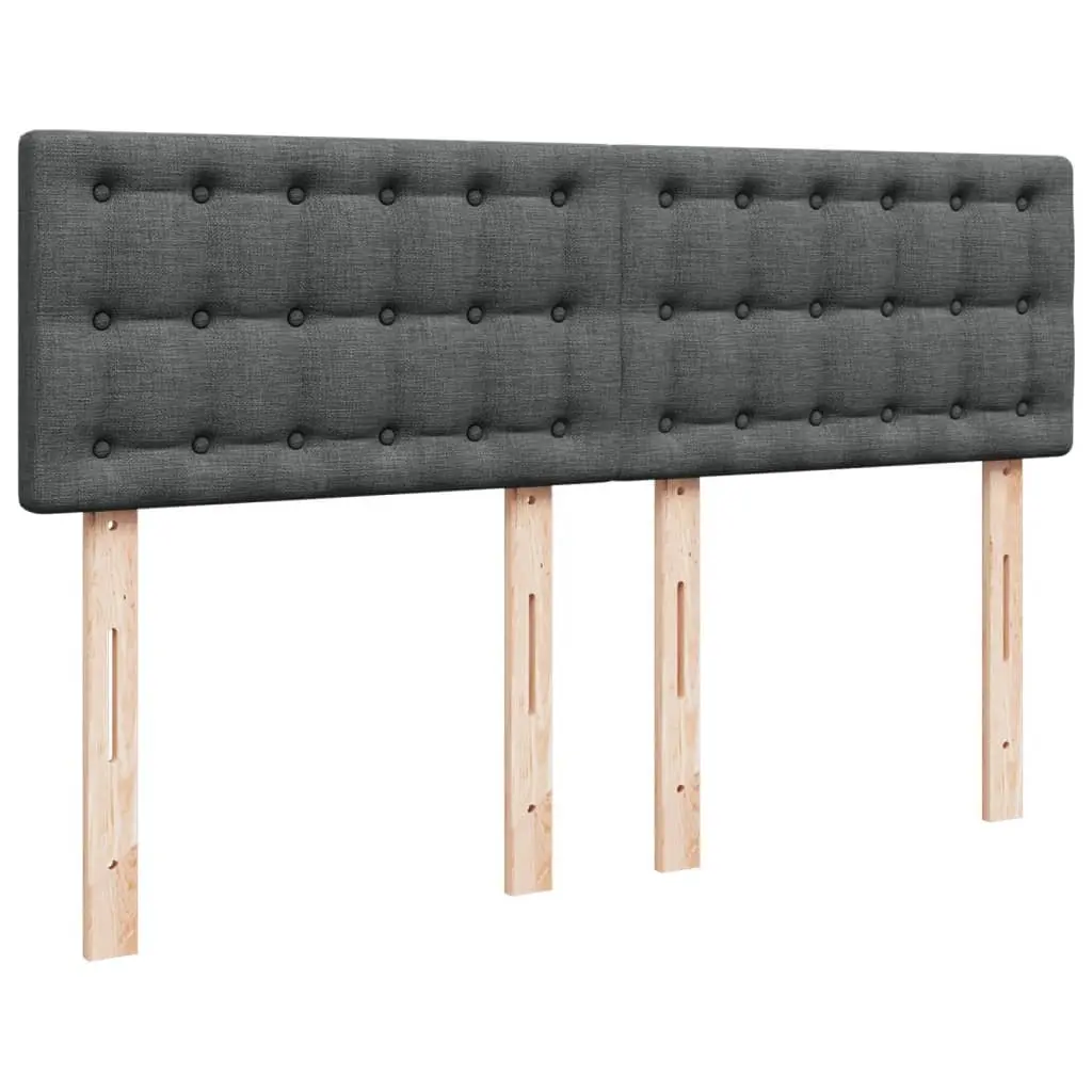 Queen Box Spring Bed with Pocket Spring Mattress LED Lights Grey Fabric